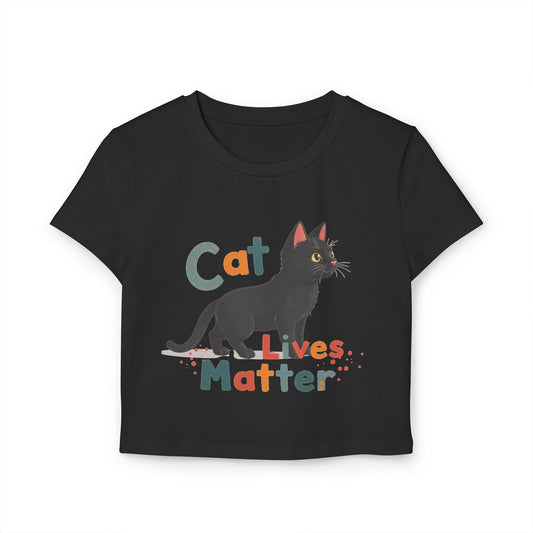 Cat Lives Matter Women's Baby Tee - Cute Cat Graphic Tee for Animal Lovers