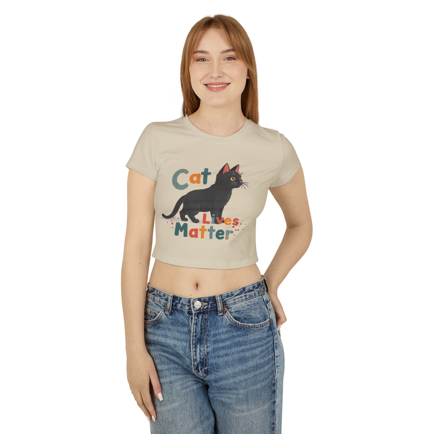 Cat Lives Matter Women's Baby Tee - Cute Cat Graphic Tee for Animal Lovers