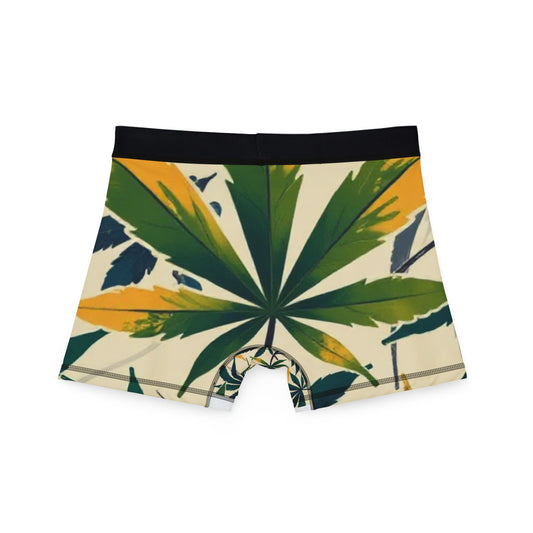 Cannabis Leaf Men’s Boxer Briefs — Green Retro Marijuana Print