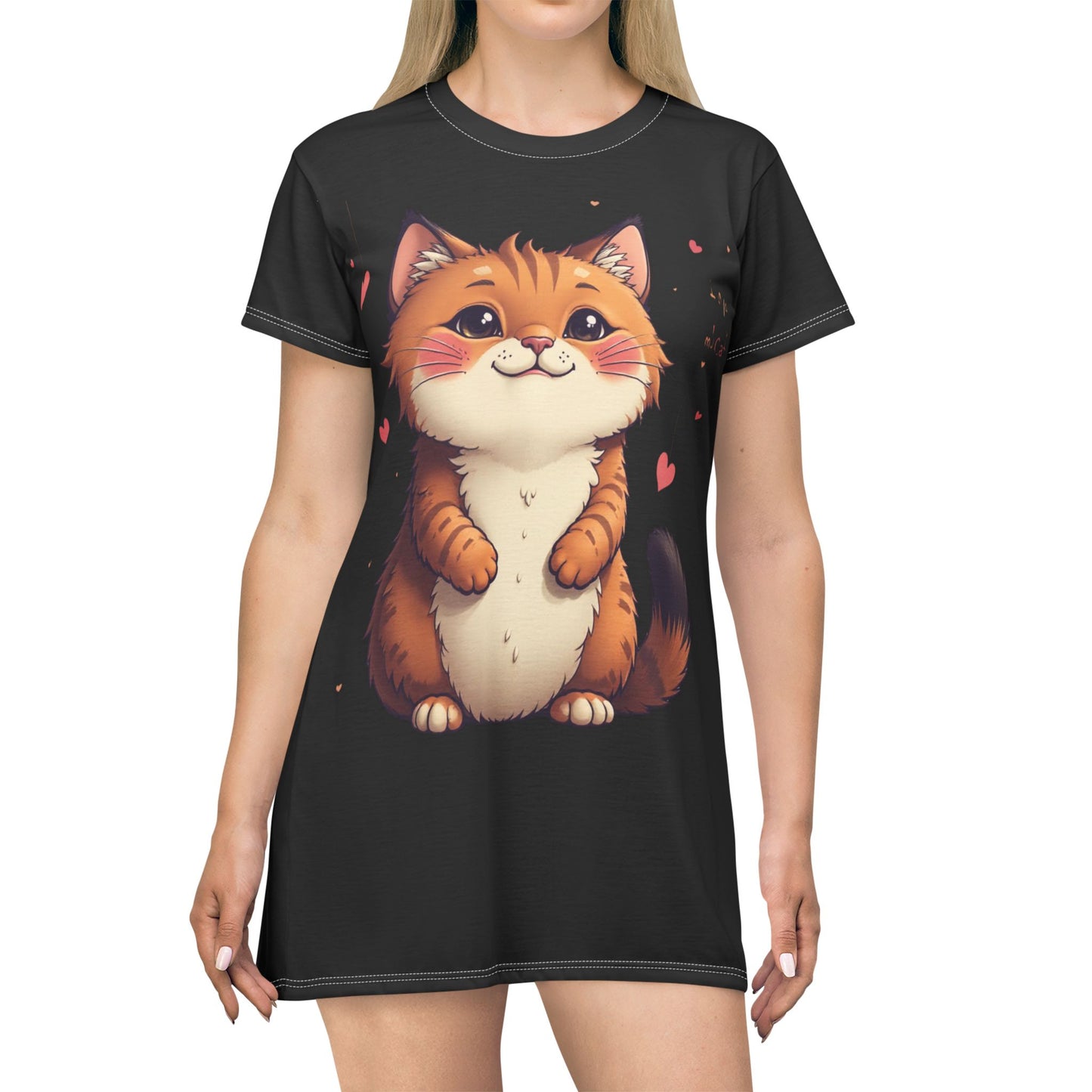 Cute Cat Oversized T-Shirt Dress - Perfect for Cat Lovers & Casual Wear