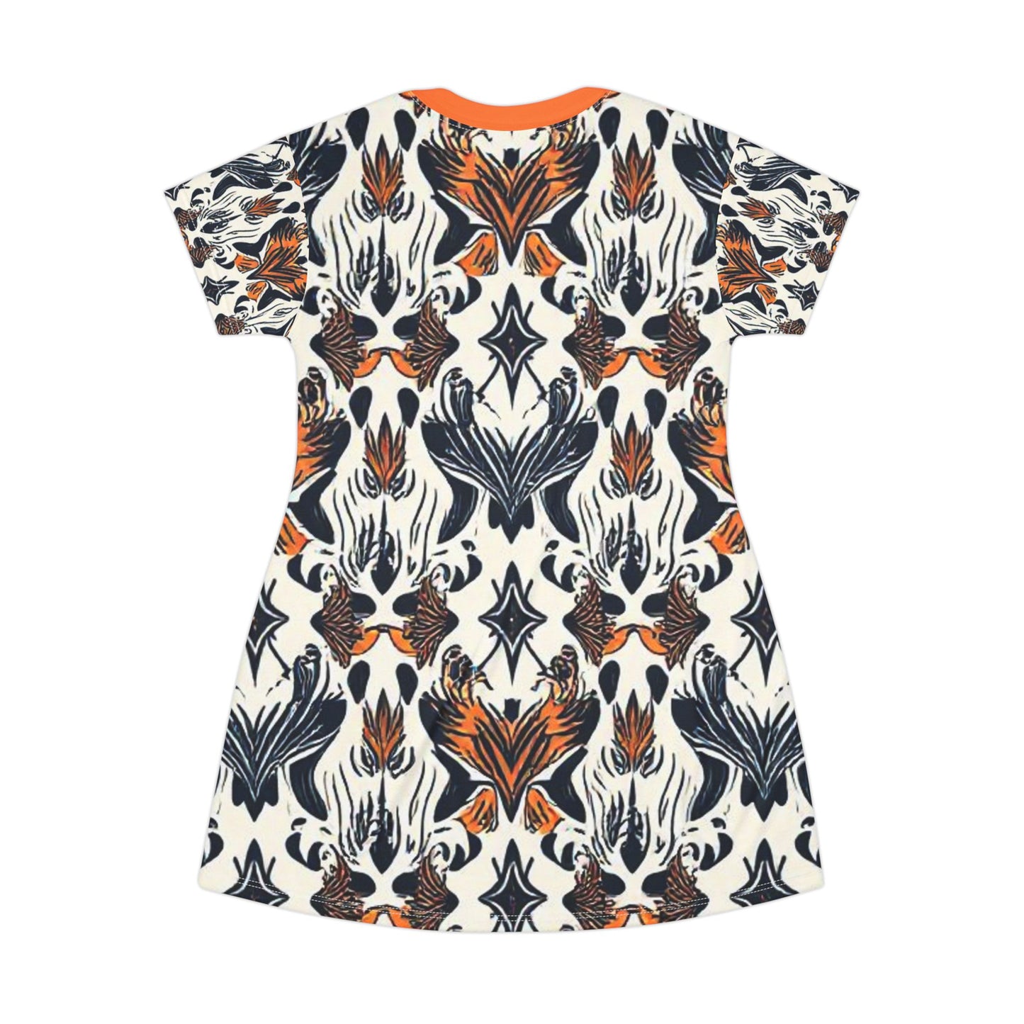 Bohemian Flame T-Shirt Dress - Casual & Vibrant Floral Pattern