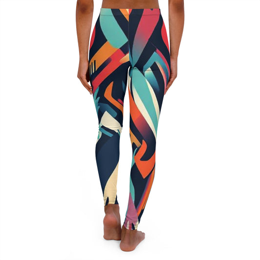 Abstract Color-Block Leggings — Bold Geometric All-Over Print for Women