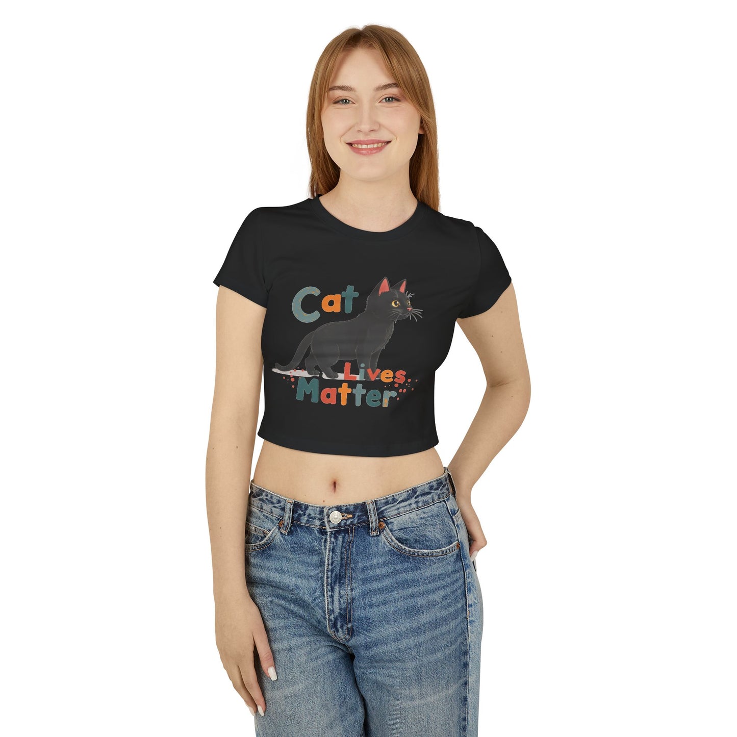 Cat Lives Matter Women's Baby Tee - Cute Cat Graphic Tee for Animal Lovers