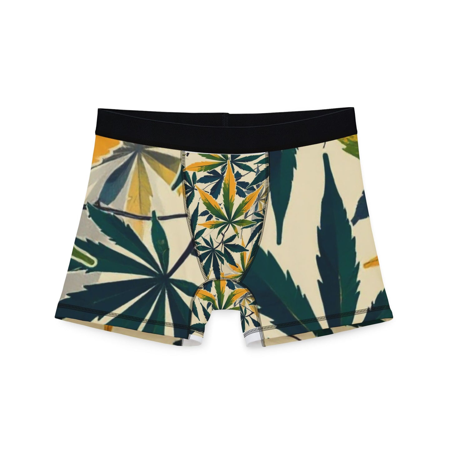 Cannabis Leaf Men’s Boxer Briefs — Green Retro Marijuana Print