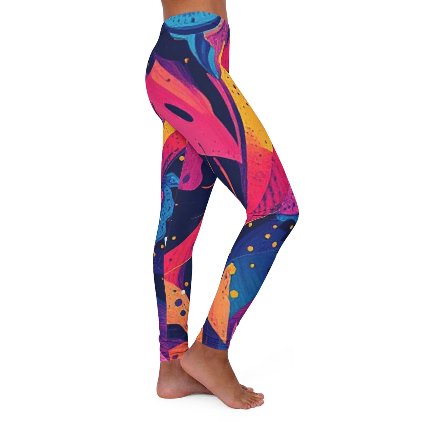 Abstract Neon Art Leggings — Vibrant Pink & Blue All-Over Print