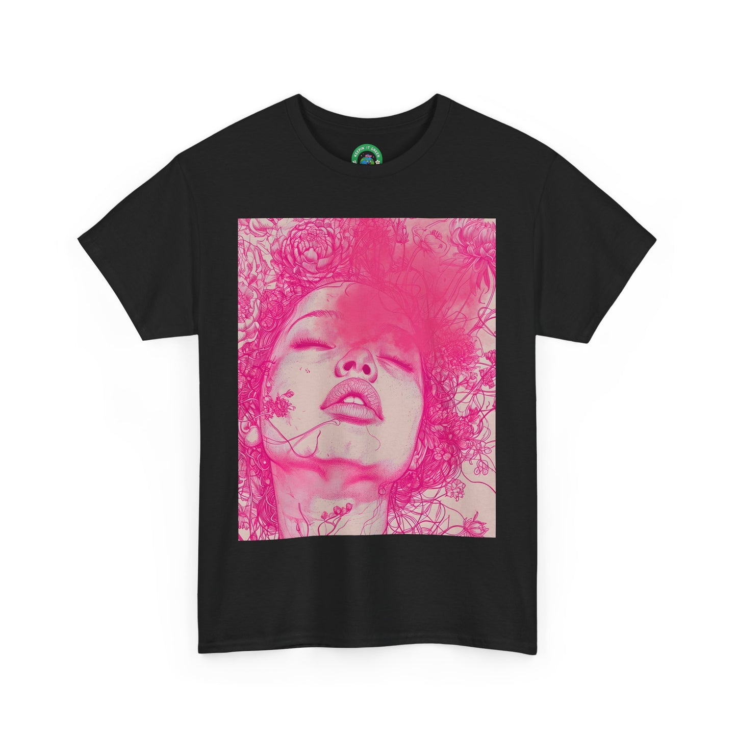 Artistic Floral Unisex Heavy Cotton Tee - Vibrant Pink Design