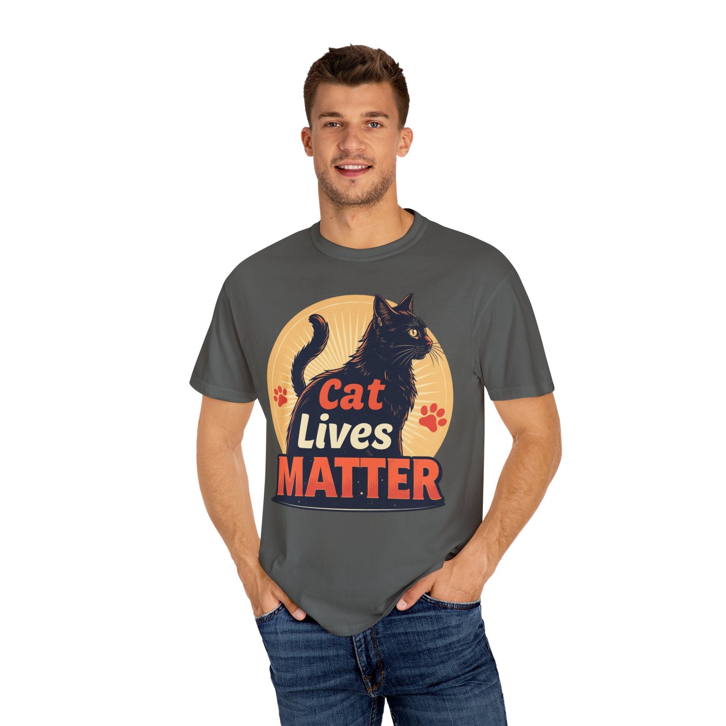 Cat Lives Matter T-Shirt - Unisex Garment-Dyed Tee for Cat Lovers