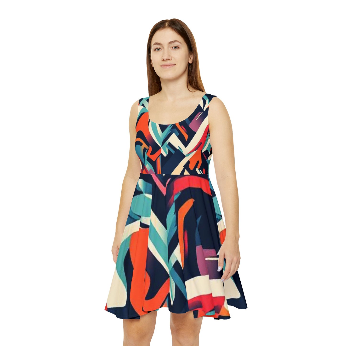 Abstract Pattern Women's Skater Dress - Colorful, Stylish Summer Apparel