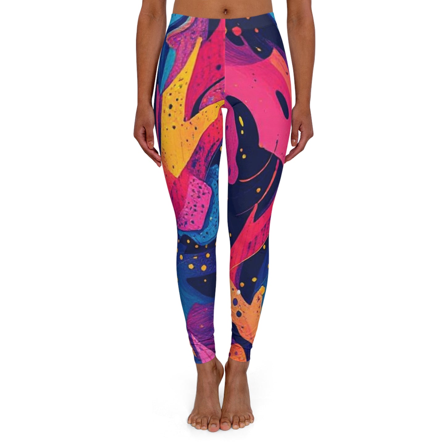 Abstract Neon Art Leggings — Vibrant Pink & Blue All-Over Print