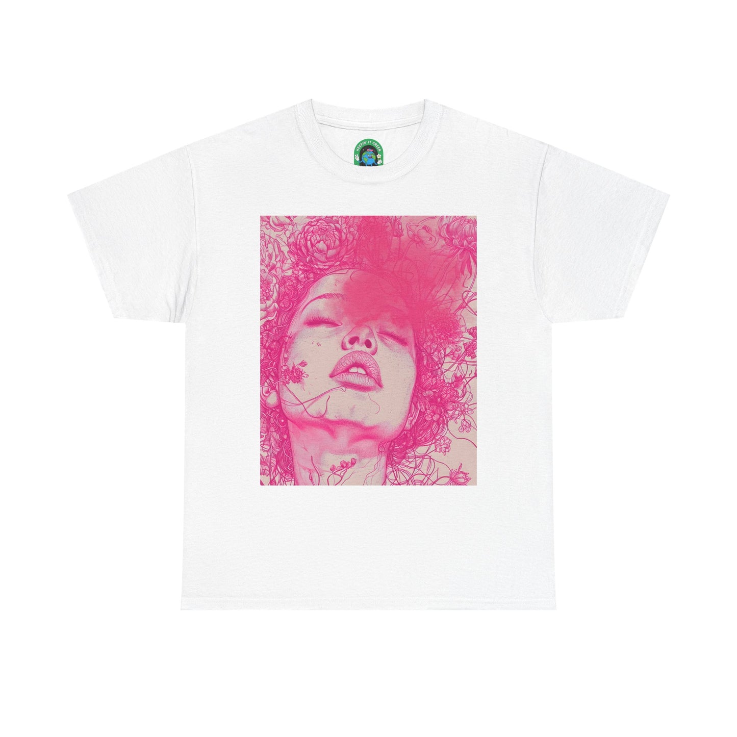 Artistic Floral Unisex Heavy Cotton Tee - Vibrant Pink Design