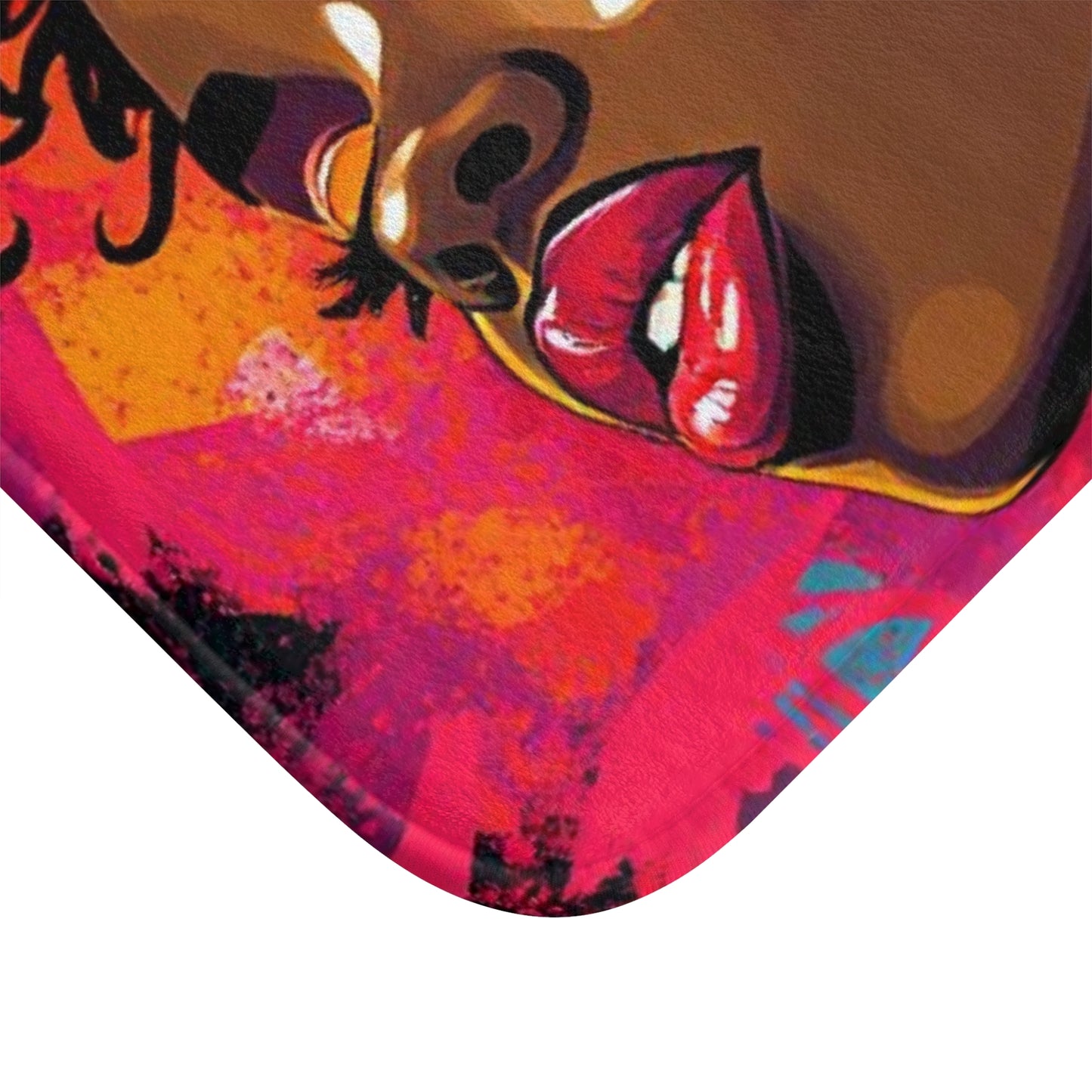 Afro Pop Art Bath Mat — Vibrant Black Woman Portrait Bathroom Rug