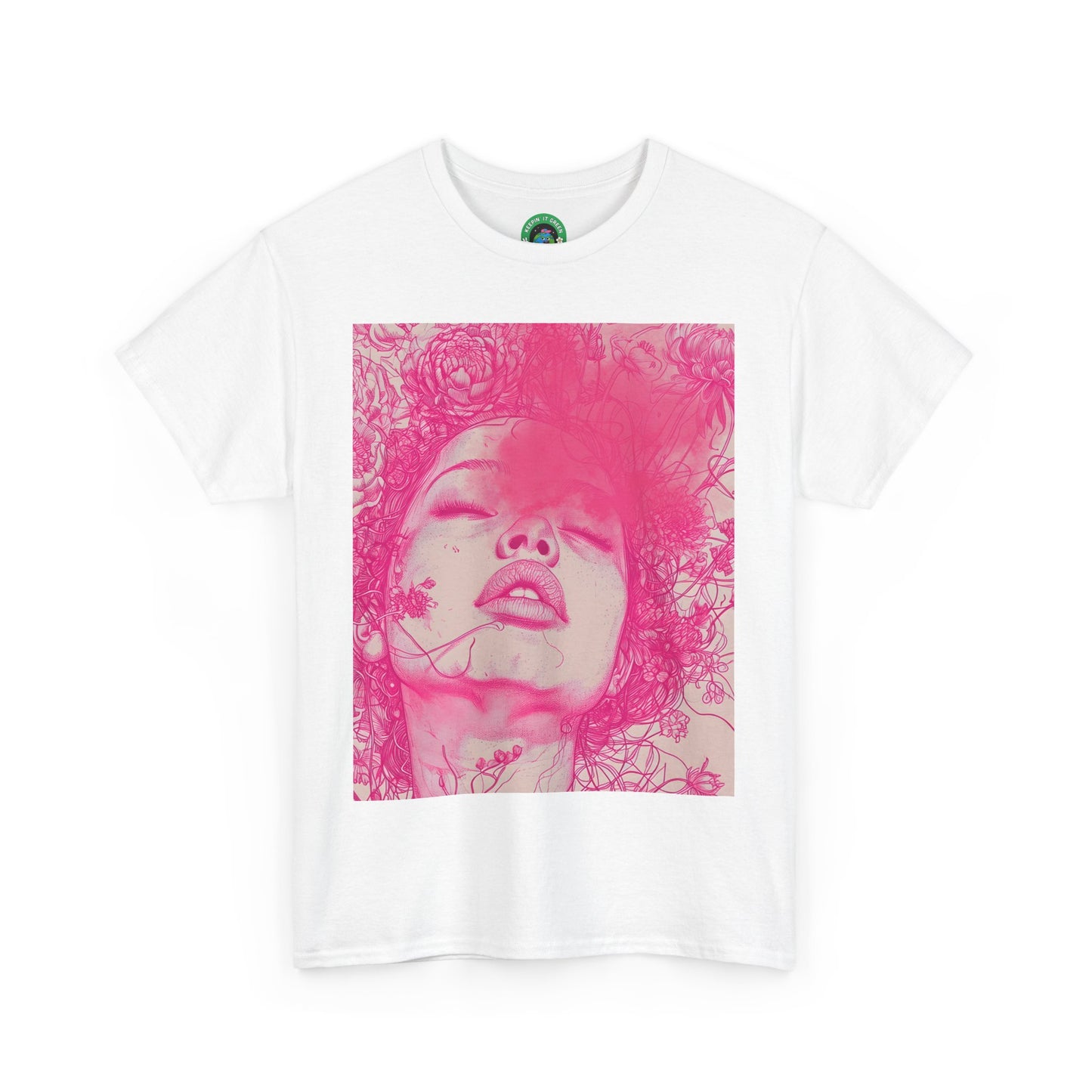 Artistic Floral Unisex Heavy Cotton Tee - Vibrant Pink Design