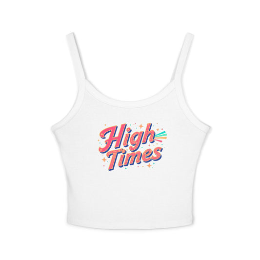 Crop Tank Top — “High Times” Retro Rainbow Graphic