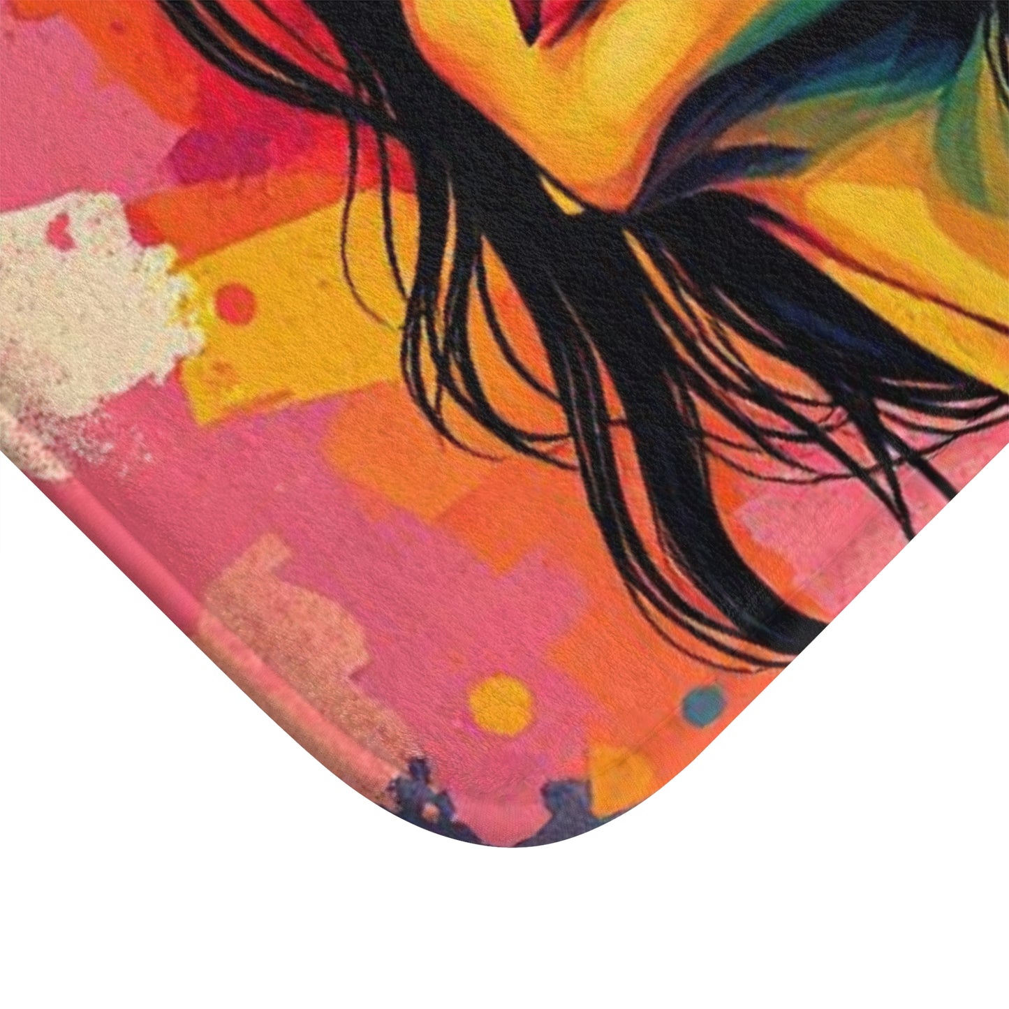 Colorful Pop Art Woman Bath Mat — Vibrant Modern Bathroom Rug