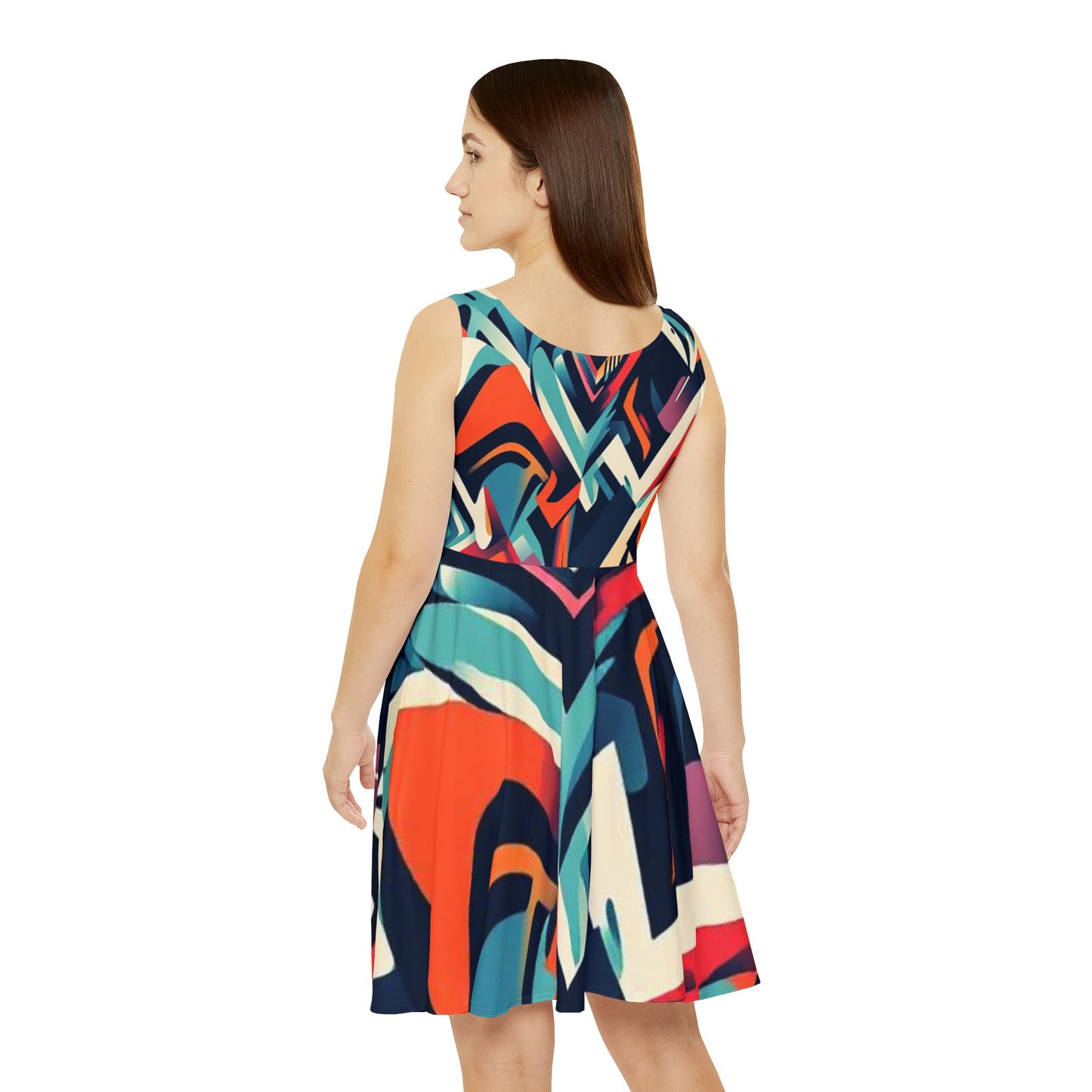 Abstract Pattern Women's Skater Dress - Colorful, Stylish Summer Apparel