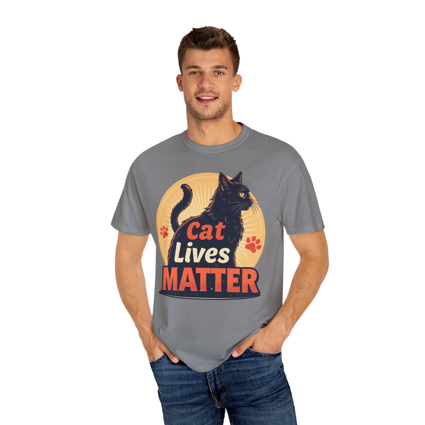 Cat Lives Matter T-Shirt - Unisex Garment-Dyed Tee for Cat Lovers