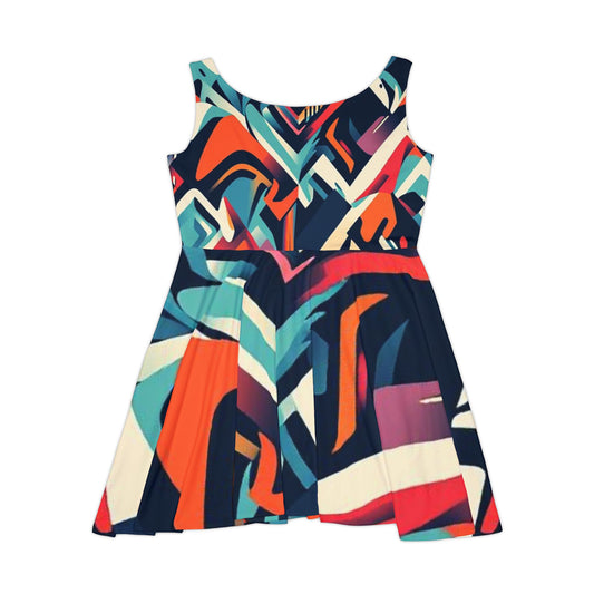 Abstract Pattern Women&#039;s Skater Dress - Colorful, Stylish Summer Apparel