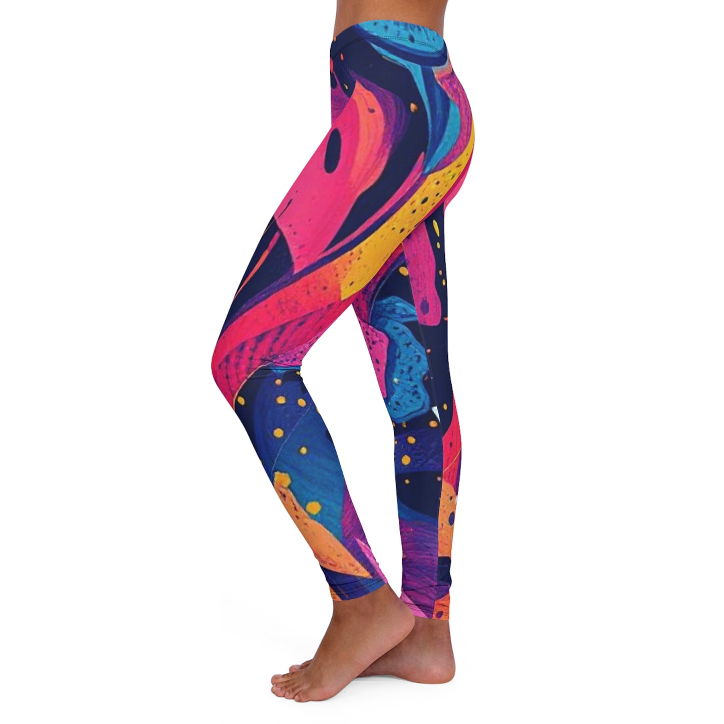 Abstract Neon Art Leggings — Vibrant Pink & Blue All-Over Print
