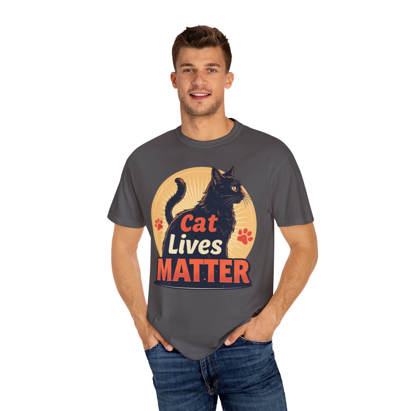 Cat Lives Matter T-Shirt - Unisex Garment-Dyed Tee for Cat Lovers