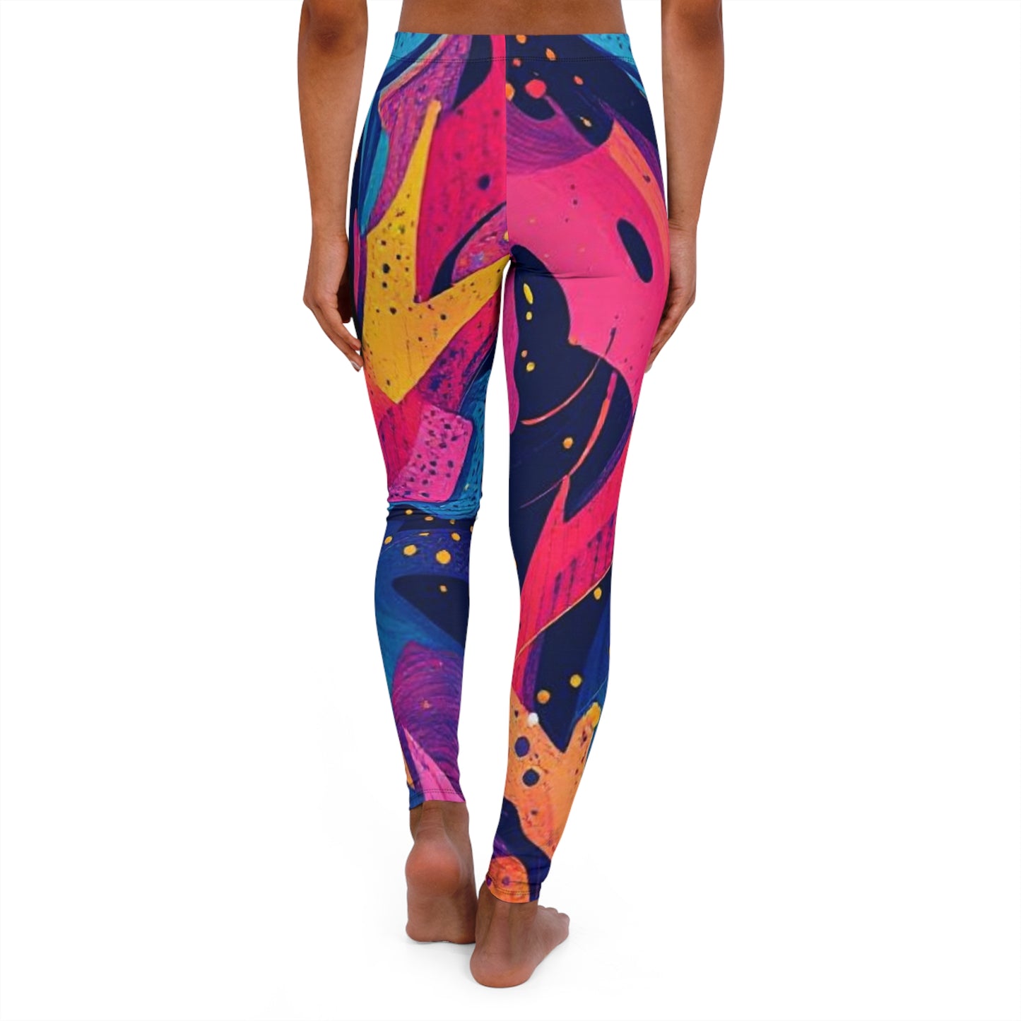 Abstract Neon Art Leggings — Vibrant Pink & Blue All-Over Print