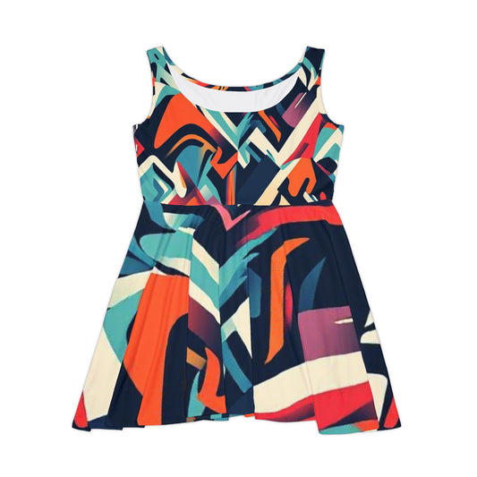 Abstract Pattern Women&#039;s Skater Dress - Colorful, Stylish Summer Apparel