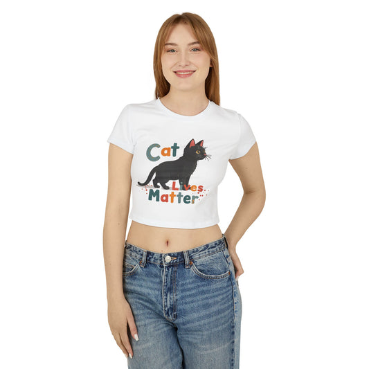 Cat Lives Matter Women's Baby Tee - Cute Cat Graphic Tee for Animal Lovers