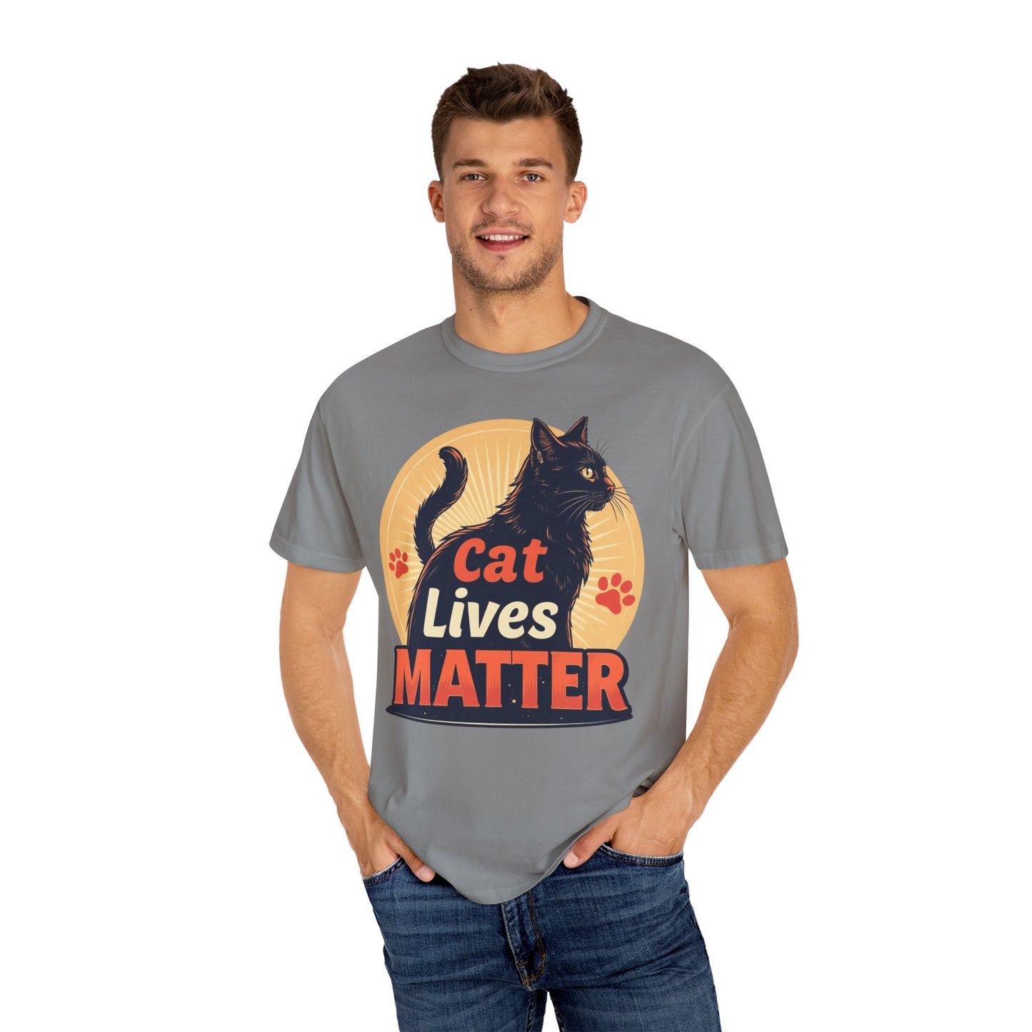 Cat Lives Matter T-Shirt - Unisex Garment-Dyed Tee for Cat Lovers